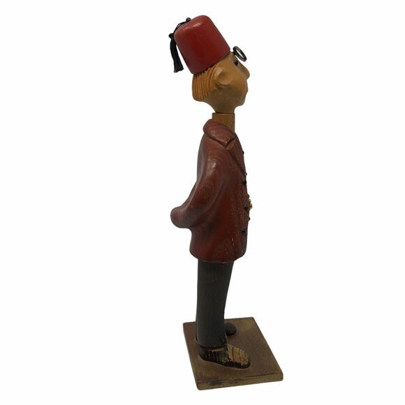 Romer Cormano Shriner Man Wood Hand Carved Italian ANRI Statue Figurine Vintage - Picture 6 of 10
